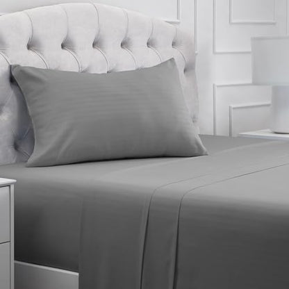 Mellanni Iconic 3-Piece, Ultra Soft Sheet Set (Twin, Striped Gray/Silver)