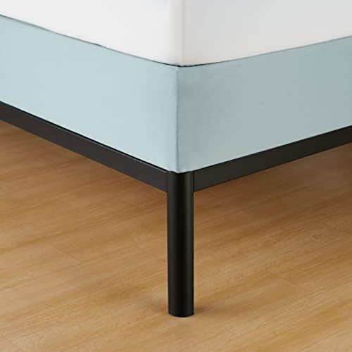 Amazon Basics Box Spring Cover - Alternative to Bed Skirt, Elastic Polyester Fabric Wrap Around Band 4 Sides - King/Cal King, Solid, Spa Blue