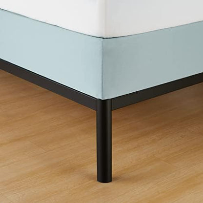 Amazon Basics Box Spring Cover - Alternative to Bed Skirt, Elastic Polyester Fabric Wrap Around Band 4 Sides - King/Cal King, Solid, Spa Blue