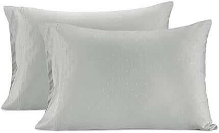 LANE LINEN 100% Egyptian Cotton Sheets King Sateen - Mineral Swiss Dot