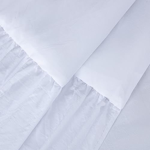 Chezmoi Collection Sinclair 3-Piece Ruffle Skirt Bedspread Set - French Country Chic Farmhouse - California King, White