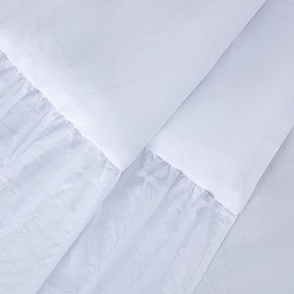 Chezmoi Collection Sinclair 2-Piece Ruffle Skirt Bedspread Set - French Country Chic Farmhouse - Twin, White
