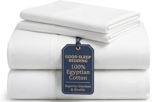 100% Egyptian Cotton Sheets King Size, 4 Piece, White Sheets King Size