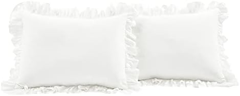 Lush Decor Reyna Ruffle Cotton Duvet Cover Set 3 Piece Set Full/ Queen, Pure White - Queen Size Bedding Set - White Duvet Queen- Ruffled Bedding - Coquette Decor