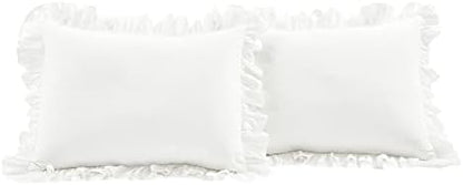 Lush Decor Reyna Ruffle Cotton Duvet Cover Set 3 Piece Set King, Pure White - King Size Bedding Set - White Duvet King- Ruffled Bedding - Coquette Decor