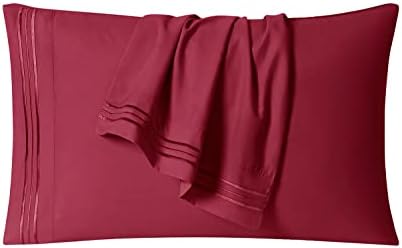 Clara Clark Bed Sheets, Premier 1800 Series 4 Piece Bed Sheet Set, Deep Pocket, Wrinkle, Fade, Stain Resistant, Luxury Soft Bedding Sheets & Pillowcases, Twin-XL, Burgundy Red