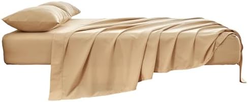 Kingnex Twin Sleeper Sofa Bed Sheets for 36x72 Pull Out Sofa Bed Soft Double Brushed 1800 Microfiber 3 Pcs Include 1 Fitted Sheet 1 Flat Sheet 1 Pillowcase Beige