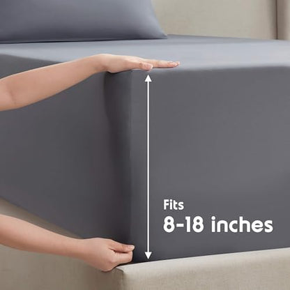 Nestl Twin XL Sheet Set - Bed Sheets - Dark Grey - 3-Piece Deep Pocket