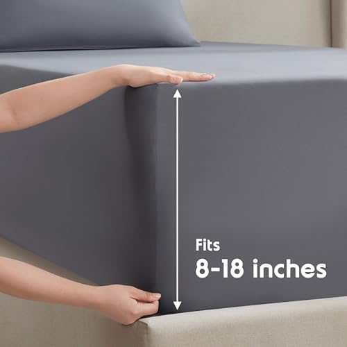 Nestl Split King Sheet Set - Bed Sheets - Dark Grey - 5-Piece Deep Pocket