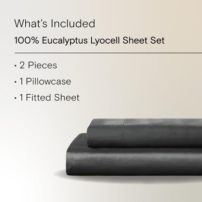 Sijo AiryWeight Tencel Sheet Set, 100% Lyocell Derived from Eucalyptus, Buttery Soft, Architectural Digest Best Cooling Sheets Winner - 2pc - 1 Pillowcase 1 Fitted (Storm, Twin XL)