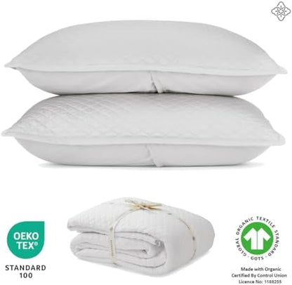 BIOWEAVES 100% Organic Cotton Quilts Queen Size - Diamond Stitched Quilted Bedspreads - All Season Oversized Coverlet Set - GOTS Certified Bedding Set | 1 Quilt & 2 Pillow Shams