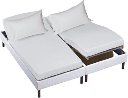 Cottingon 5 PC Split King Sheets Fits 16" Deep, Egyptian Cotton, White