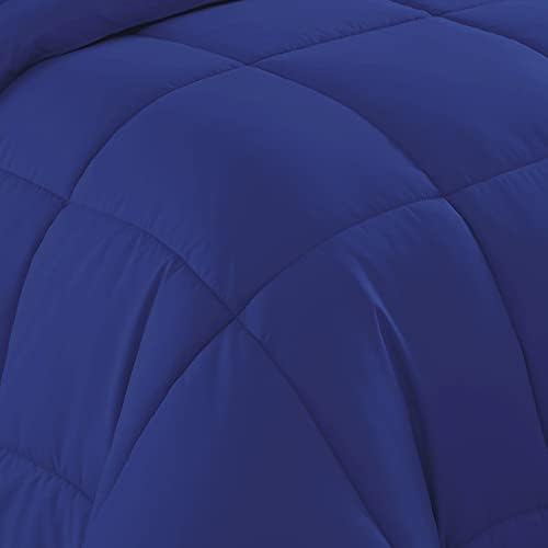 Sweet Home Collection 7 Piece Comforter Set Bag Solid Color All Season Soft Down Alternative Blanket & Luxurious Microfiber Bed Sheets, Royal Blue, King