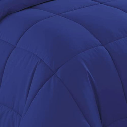 Sweet Home Collection 7 Piece Comforter Set Bag Solid Color All Season Soft Down Alternative Blanket & Luxurious Microfiber Bed Sheets, Royal Blue, King