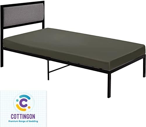 1 PC Cot Size 33" x 75" Fitted Sheet Only, 100% Egyptian Cotton, Stone Grey