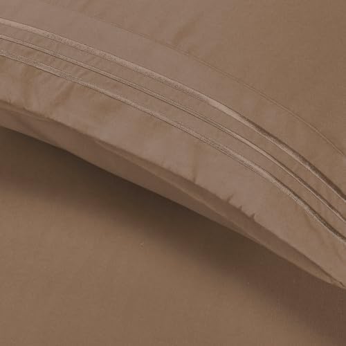 Elegant Comfort Luxury 4-Piece Bed Sheet Set - Luxury Bedding 1500 Premium Hotel Quality Microfiber, Wrinkle Resistant Cool & Breathable, Easy Elastic Fitted, King, Taupe-Tan
