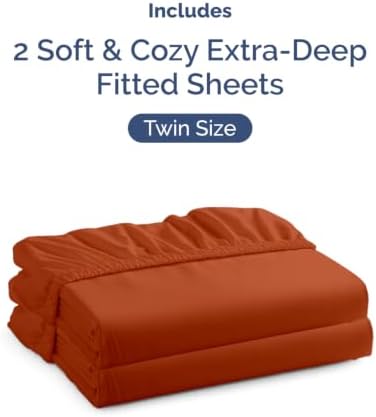 CGK Linens 2 Pack Extra Deep Twin Fitted Sheets - Terracotta