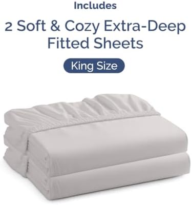 CGK Linens 2 Pack Extra Deep King Fitted Sheets - French Grey