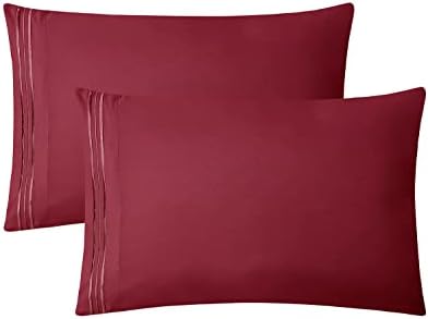 Clara Clark Bed Sheets, Premier 1800 Series 4 Piece Bed Sheet Set, Deep Pocket, Wrinkle, Fade, Stain Resistant, Luxury Soft Bedding Sheets & Pillowcases, Twin-XL, Burgundy Red