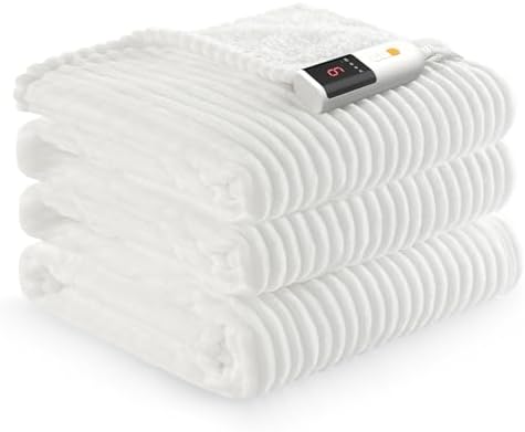 Reaks Heated Blanket Full, 9 Heat Levels, 2-10H Auto-Off, 72"x84", White