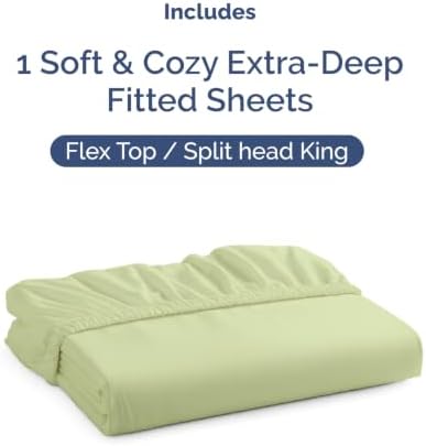 CGK Linens Deep Flex Top Split Head King Fitted Sheet - Light Sage Green