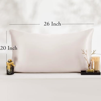 Vielit Standard Satin Pillowcase for Hair 4 Pack, Similar to Silk Pillow Cases, Easier Care Than Silk Pillowcase, Gifts for Women Men - Beige, 20x26 & Envelope Closure and 2 Satin Scrunchies