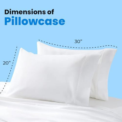 Avalon Bedding Pillow Cases Standard Size White Pillow Cases Set of 2 Cotton Blend 200 TC Soft & Breathable Perfect for Home & Hospital, Hotel Quality Queen Pillow Protectors 30x20 Inches