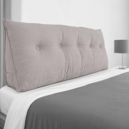 FAHKNS Wedge Pillow Headboard Queen, Removable Bed Wedge Pillow, Triangle Headboard Pillow for Bed, Sofa, Patio, Glass Window Floor, Light Gray