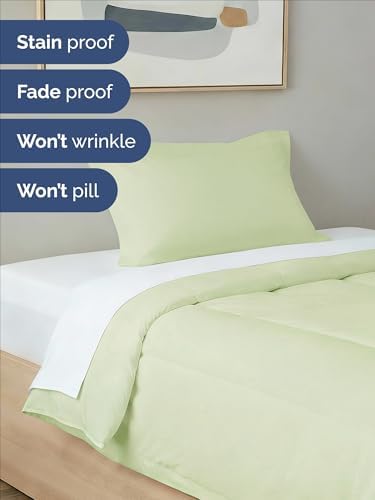 Twin Comforter Set - Light Sage Green All Season Bedding - 2 Piece Bed Set
