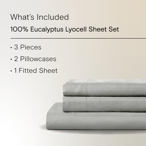 Sijo AiryWeight Tencel Sheet Set, 100% Lyocell Derived from Eucalyptus, Buttery Soft, Architectural Digest Best Cooling Sheets Winner - 3pc - 2 Pillowcases 1 Fitted (Dove, Full)