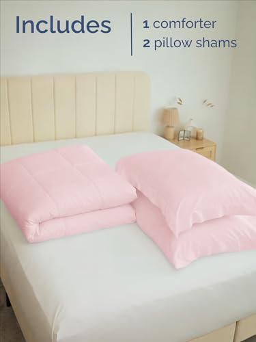 King Comforter Set - Lavender Pink All Season Bedding - 3 Piece Bed Set