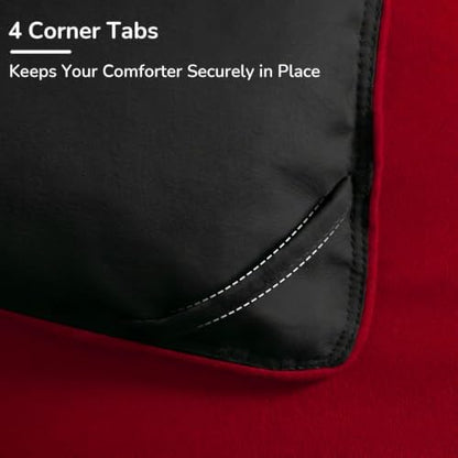 downluxe Twin Comforter Set Soft Reversible 2 Pieces, Black/Red