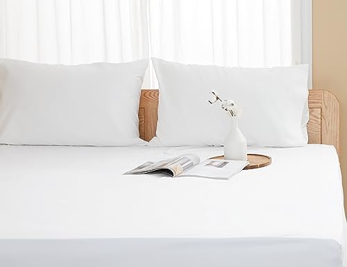 Pillow Cases 100% Cotton Percale King Size Set of 4, White