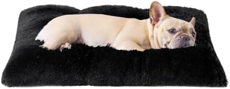 EHEYCIGA Fluffy Dog Crate Bed for Medium Dogs, Plush Crate Pad, Black