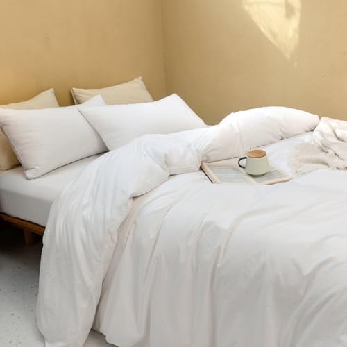 FOSSA Duvet Cover Set 100% Washed Cotton Linen Feel King