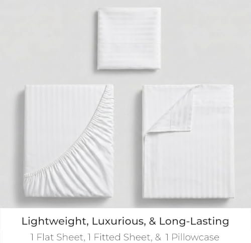 Mellanni Iconic 3-Piece, Ultra Soft Sheet Set (Twin XL, Striped White)