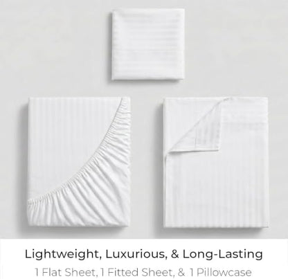 Mellanni Iconic 3-Piece, Ultra Soft Sheet Set (Twin XL, Striped White)