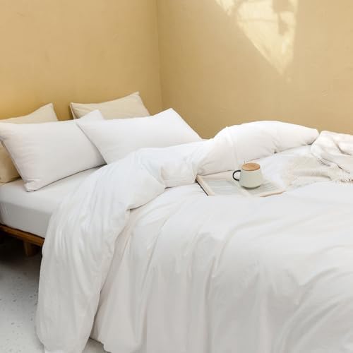 FOSSA Duvet Cover Set 100% Washed Cotton Linen Feel Oversized King Plus