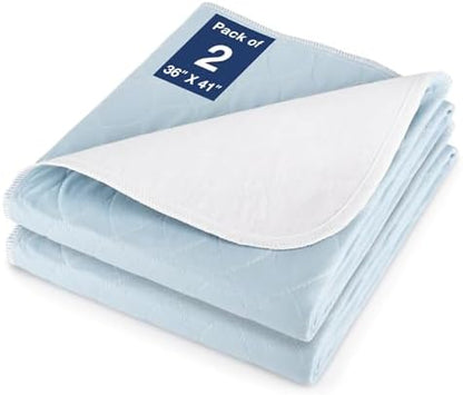 2 Packs Reusable Incontinence Bed Pad, 41" x 36" Inch Washable Pee Pads, Waterproof Bed Pad & Pet Pad, Perfect for Adults, The Elderly and Pets