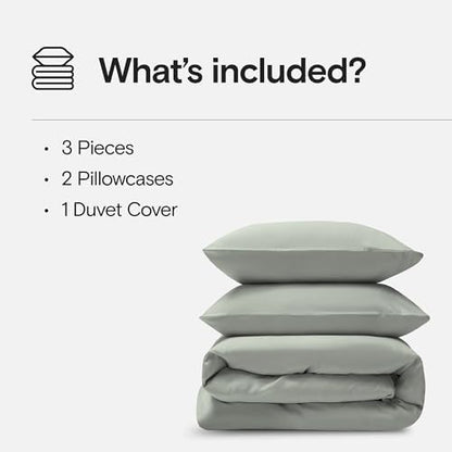 DOZ Duvet Cover Set, 100% Viscose derived from Bamboo, Organically Grown, Buttery Soft, Cooling Duvet Covers, High GSM, 1 Duvet Cover and 2 Pillowcases, 106"x90" (Sage, King/Cal King)