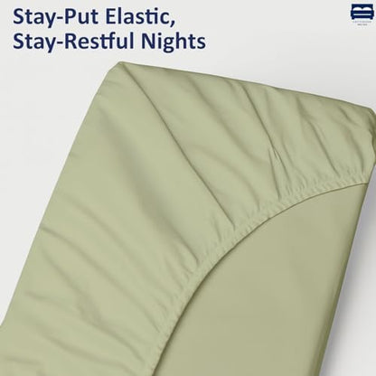 1 PC Cot Size 30" x 75" Fitted Sheet Only, 100% Egyptian Cotton, Sage Solid