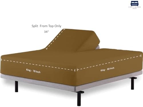 1 PC Top Split Queen Fitted Sheet for Adjustable beds, 34" Split, Taupe