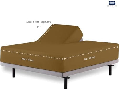 1 PC Top Split Queen Fitted Sheet for Adjustable beds, 34" Split, Taupe