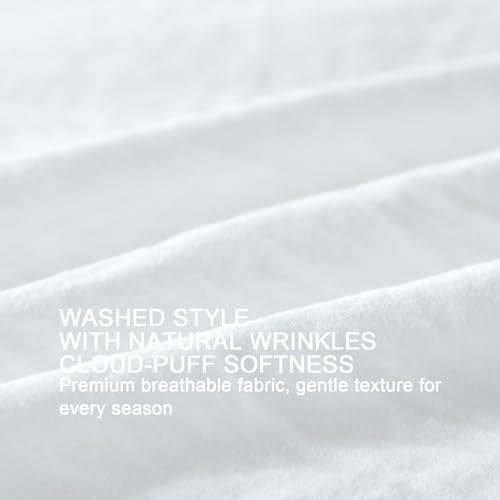 Pure White Ruffle 3 Pieces Comforter Queen Shabby Chic Bedding Set