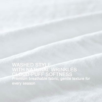 Pure White Ruffle 3 Pieces Comforter Queen Shabby Chic Bedding Set
