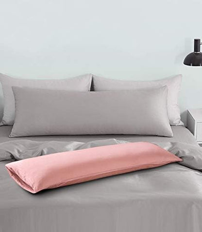 FLXXIE Body Pillow Cover - Super Soft Microfiber 20x54 Body Pillow Case - Envelope Closure, Wrinkle, Stain Resistant 20x54 Long Pillowcase, Pink