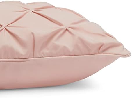 Amazon Basics 2-Piece All-Season Soft Down-Alternative Comforter Bedding Set, Pinch Pleat Design with Piped Edges, Twin/TwinXL, Blush