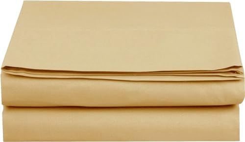 Elegant Comfort Premium Hotel Quality 1-Piece Flat Sheet, Luxury and Softest 1500 Premium Hotel Quality Microfiber Bedding Flat Sheet, Wrinkle-Free, Stain-Resistant, California King, Gold