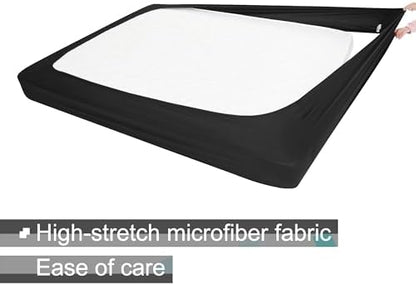 ALYVIA SPRING Full Size Box Spring Cover Jersey Knit Stretchy, Black