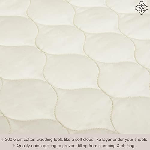 Bioweaves 100% Organic Cotton Mattress Pad Cover, GOTS Certified Cooling Quilted Fitted Mattress Topper & Protector with Soft Cotton Wadding - 20 Inch Deep Pocket, Full